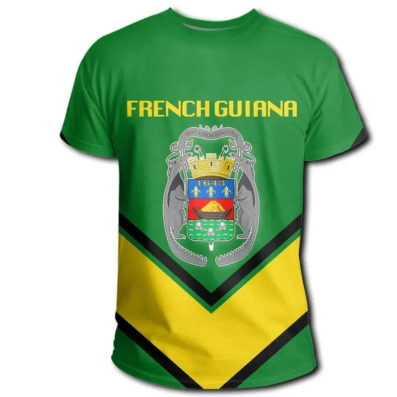 French Guiana Coat Of Arms T Shirt Lucian Style RLT8 - Wonder Print Shop