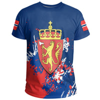 Norway Coat Of Arms T Shirt Spaint Style RLT7 - Wonder Print Shop