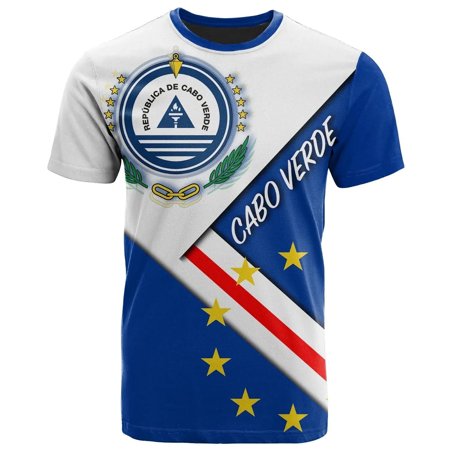 Cabo Verde T Shirt Cabo Verde Flag And Coat Of Arms RLT7 - Wonder Print Shop