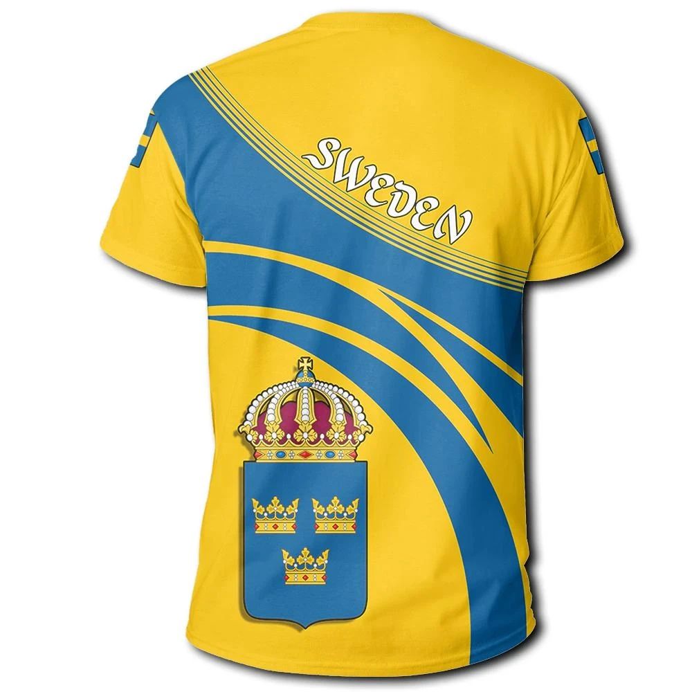 Sweden Coat Of Arms T Shirt Cricket Style RLT7 - Wonder Print Shop