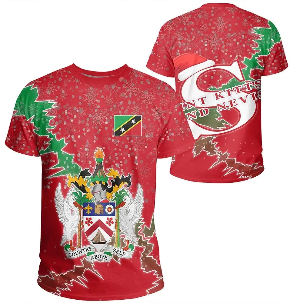 Saint Kitts and Nevis Christmas Coat Of Arms T Shirt X Style8 RLT6 - Wonder Print Shop