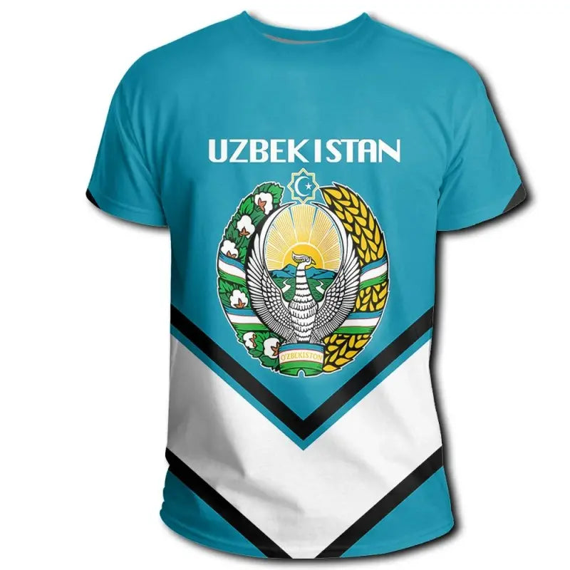 Uzbekistan Coat Of Arms T Shirt Lucian Style RLT12 - Wonder Print Shop