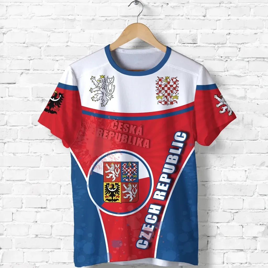 Czech Republic T Shirt Circle Stripes Flag Version Lion RLT13 - Wonder Print Shop