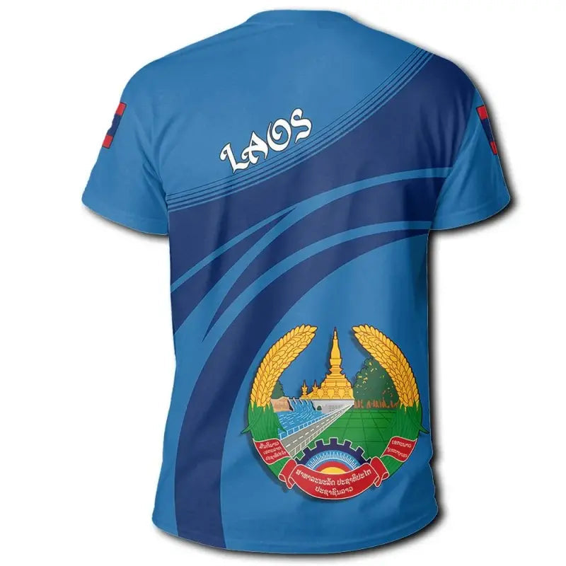 Laos Coat Of Arms T Shirt Cricket Style RLT8 - Wonder Print Shop