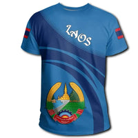 Laos Coat Of Arms T Shirt Cricket Style RLT8 - Wonder Print Shop