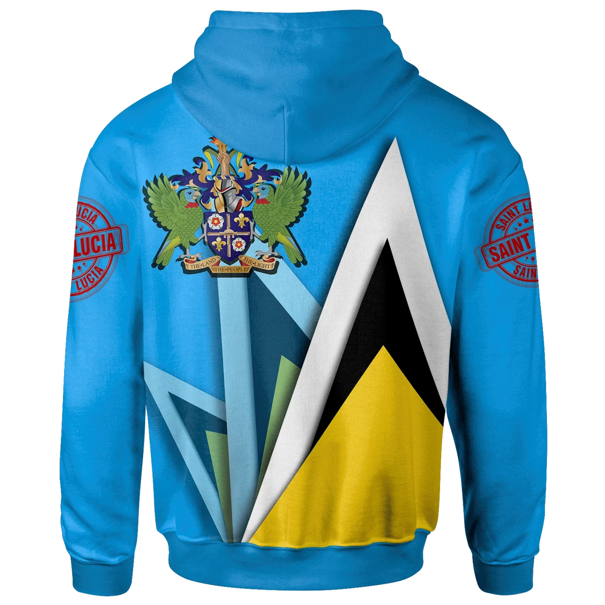 Saint Lucia Zip Up Hoodie Flag With Coat Of Arms RLT6 - Wonder Print Shop