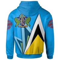 Saint Lucia Zip Up Hoodie Flag With Coat Of Arms RLT6 - Wonder Print Shop