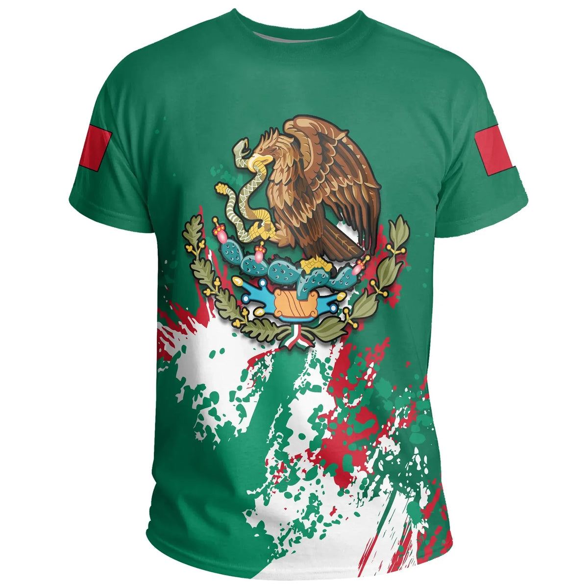 Mexico T Shirt Coat Of Arms Spaint Stylew RLT13 - Wonder Print Shop