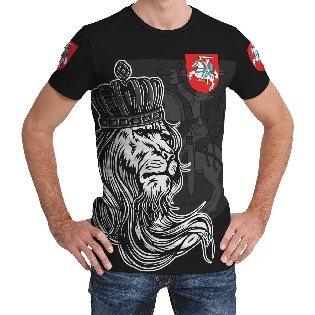 Lithuania T Shirt Lion with Crown Womens/Mens RLT6 - Wonder Print Shop