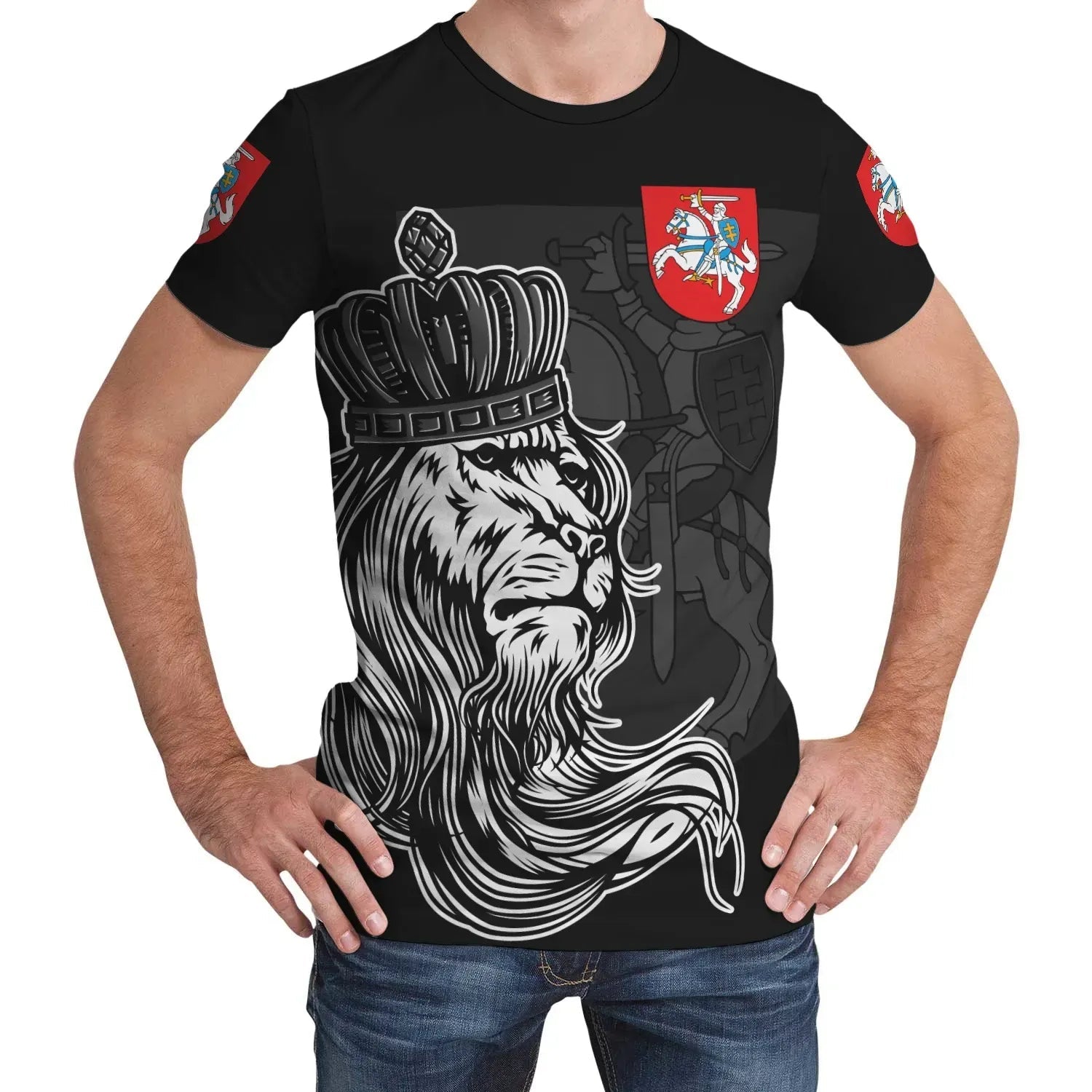 Lithuania T Shirt Lion with Crown Womens/Mens RLT6 - Wonder Print Shop