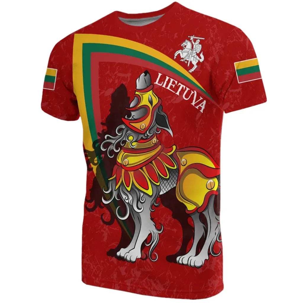 (Lietuva) Lithuania T Shirt Lithuanian Iron Wolf Red RLT6 - Wonder Print Shop