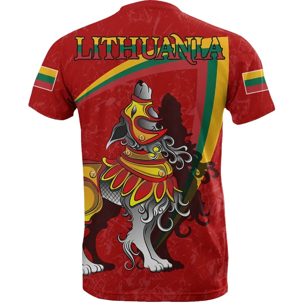 (Lietuva) Lithuania T Shirt Lithuanian Iron Wolf Red RLT6 - Wonder Print Shop