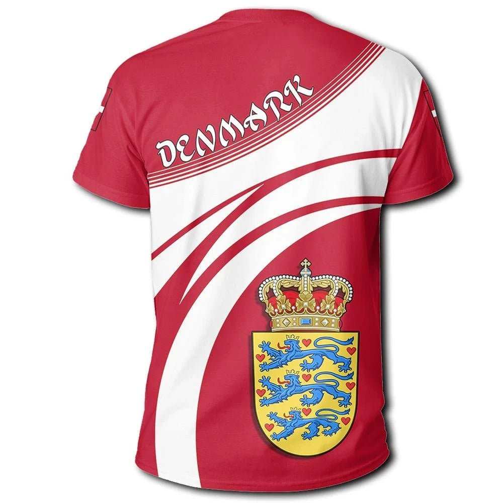 Denmark Coat Of Arms T Shirt Cricket Style RLT13 - Wonder Print Shop