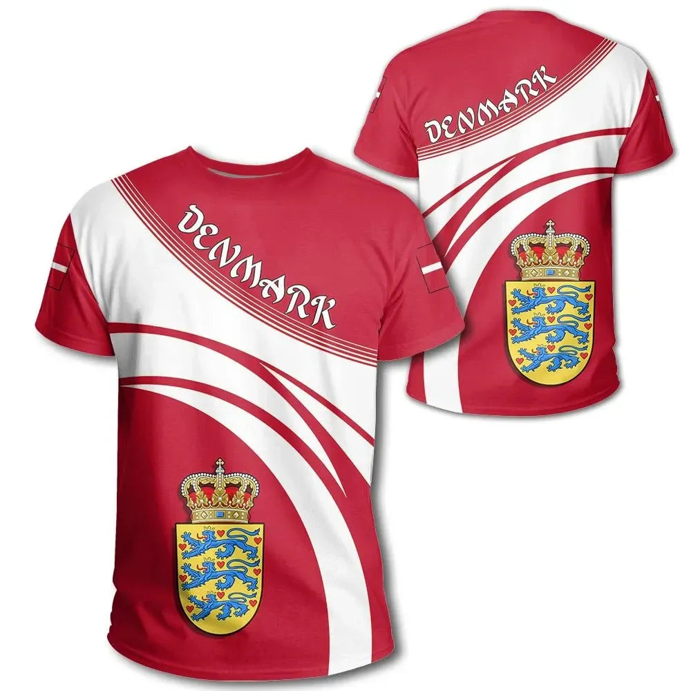 Denmark Coat Of Arms T Shirt Cricket Style RLT13 - Wonder Print Shop