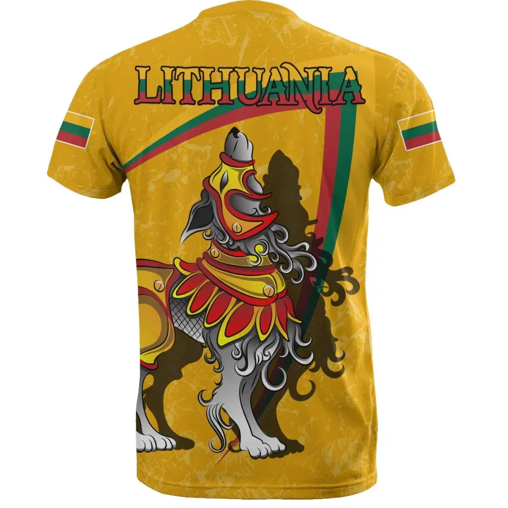 (Lietuva) Lithuania T Shirt Lithuanian Iron Wolf Yellow RLT6 - Wonder Print Shop