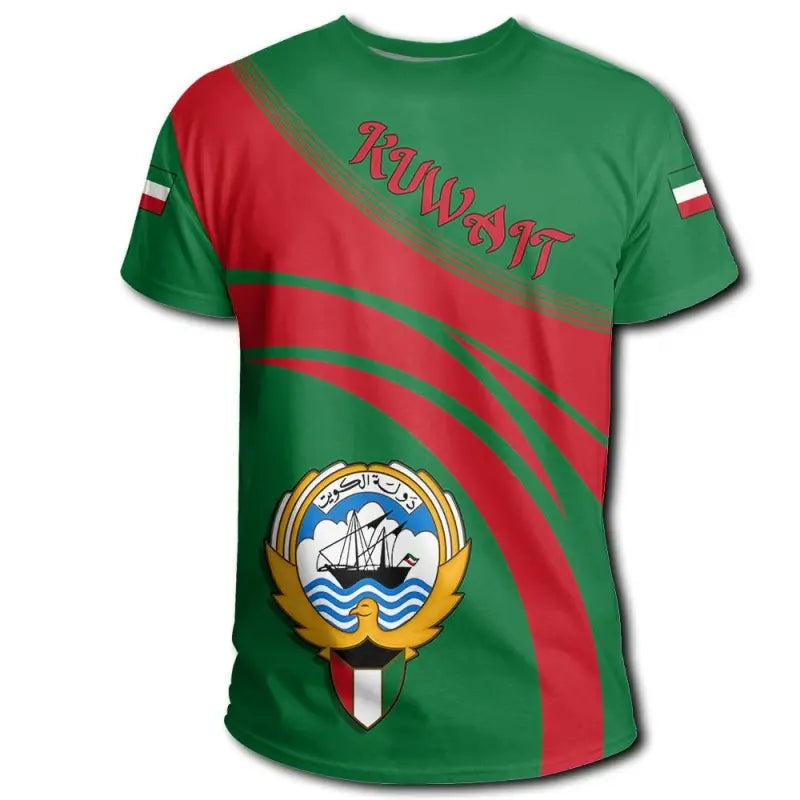 Kuwait Coat Of Arms T Shirt Cricket Style RLT8 - Wonder Print Shop