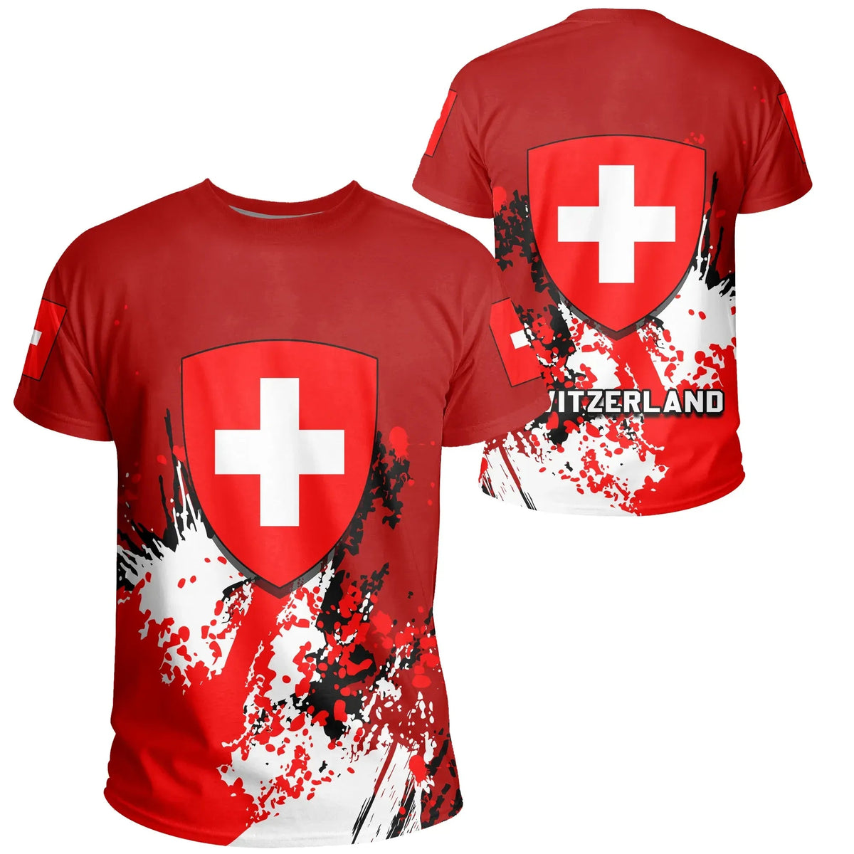 Switzerland Coat Of Arms T Shirt Spaint Style RLT13 - Wonder Print Shop