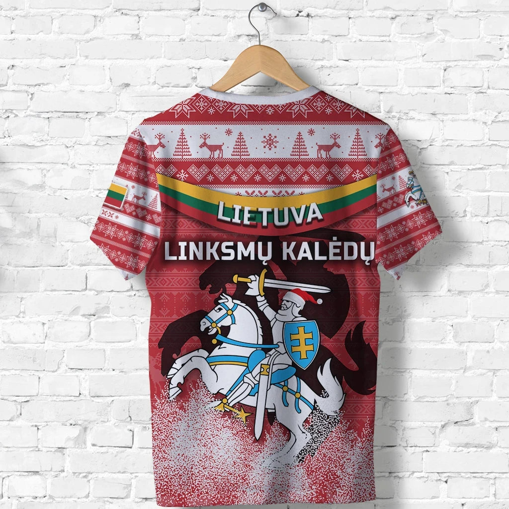 Lithuania Christmas T Shirt Simple Vibes Version Red RLT6 - Wonder Print Shop