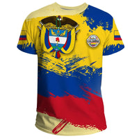 Colombia T Shirts Colombia Flag Brush RLT7 - Wonder Print Shop