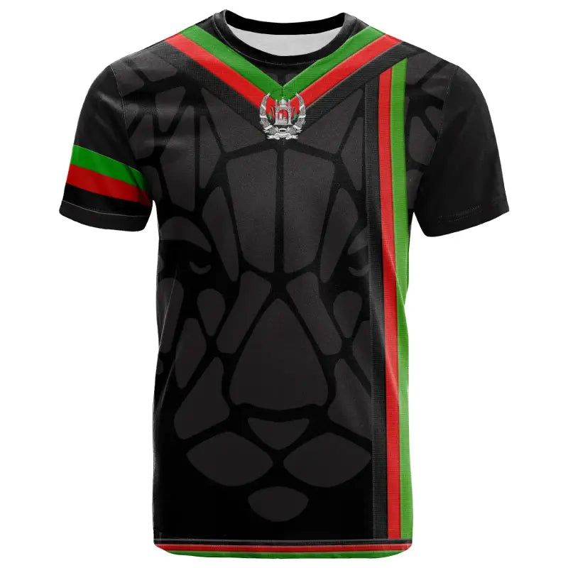 Afghanistan T Shirt Coat Of Arm and Flag, LeoPard Patterns RLT8 - Wonder Print Shop