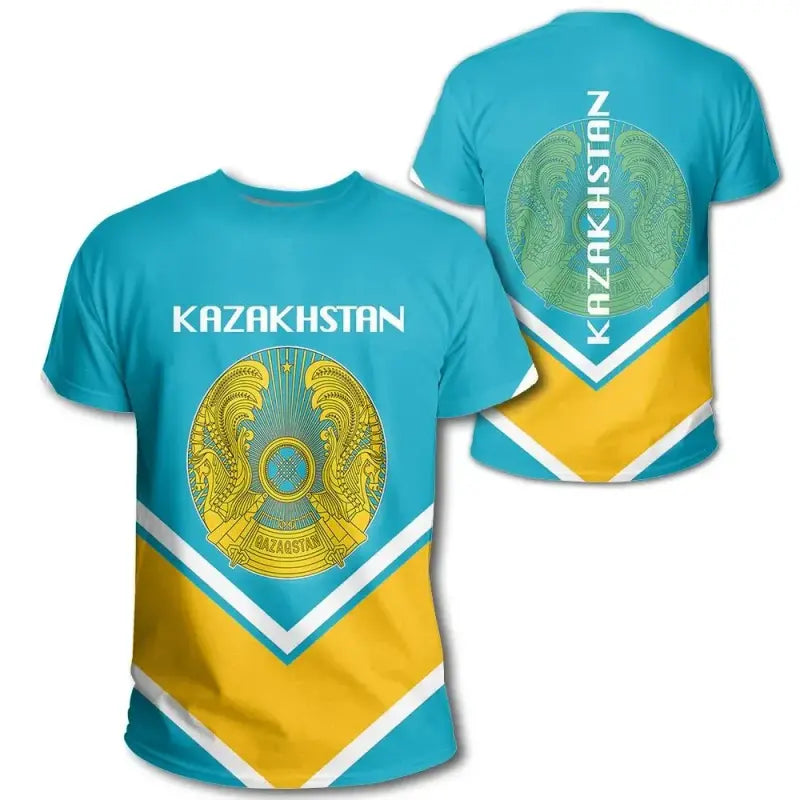 Kazakhstan Coat Of Arms T Shirt Lucian Style RLT8 - Wonder Print Shop