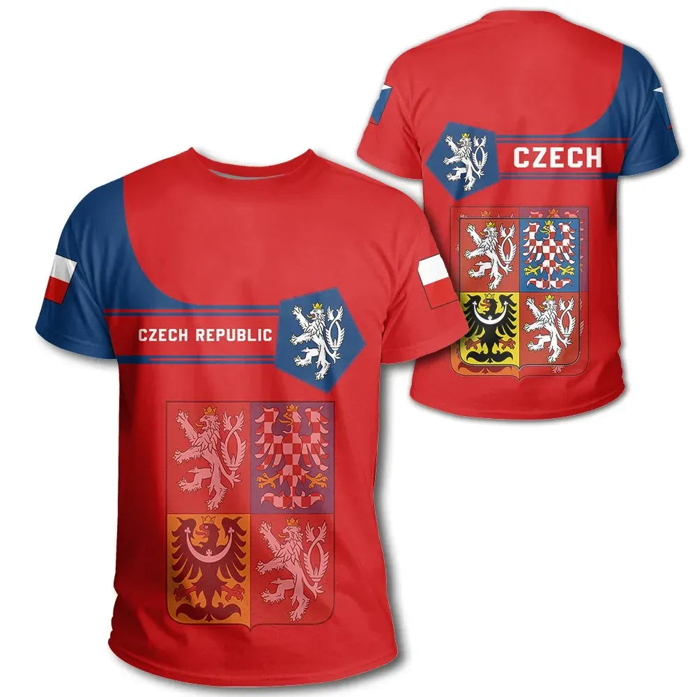 Czech Republic Coat Of Arms T Shirt Simple Style RLT13 - Wonder Print Shop
