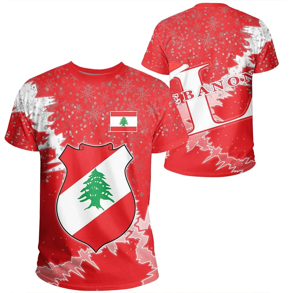 Lebanon Christmas Coat Of Arms T Shirt X Style8 RLT6 - Wonder Print Shop