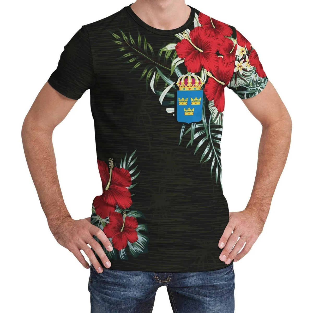 Sweden T Shirt Hibiscus RLT7 - Wonder Print Shop