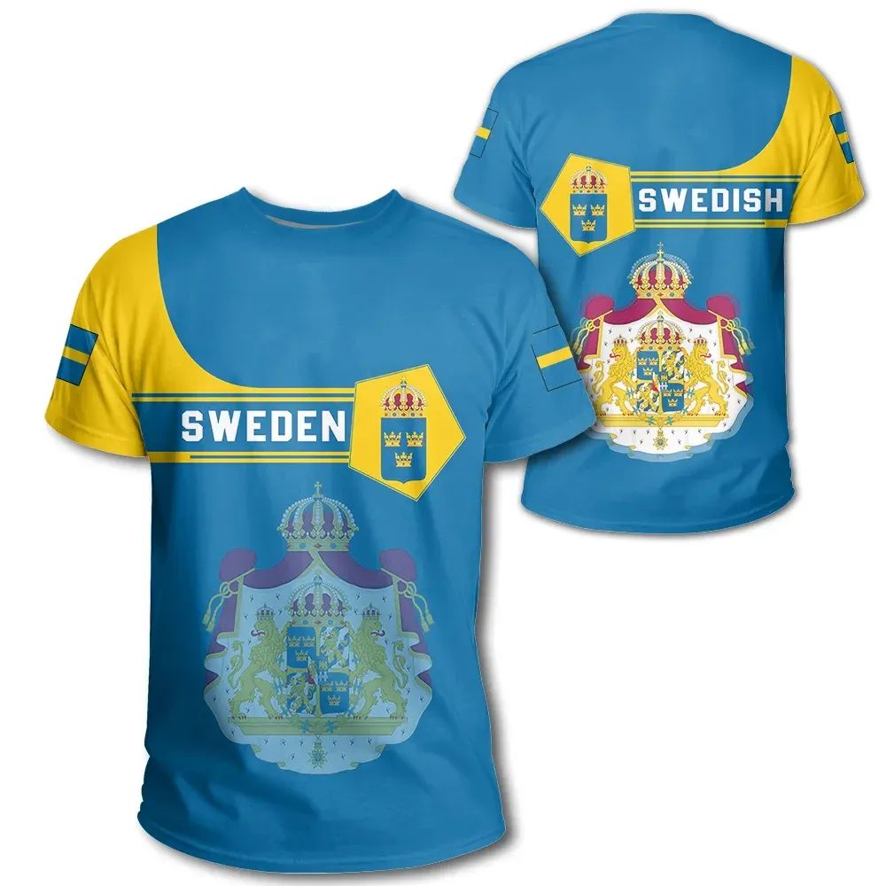 Sweden Coat Of Arms T Shirt Simple Style RLT7 - Wonder Print Shop