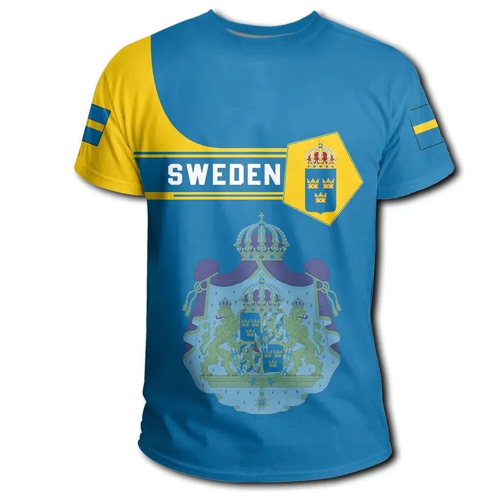 Sweden Coat Of Arms T Shirt Simple Style RLT7 - Wonder Print Shop