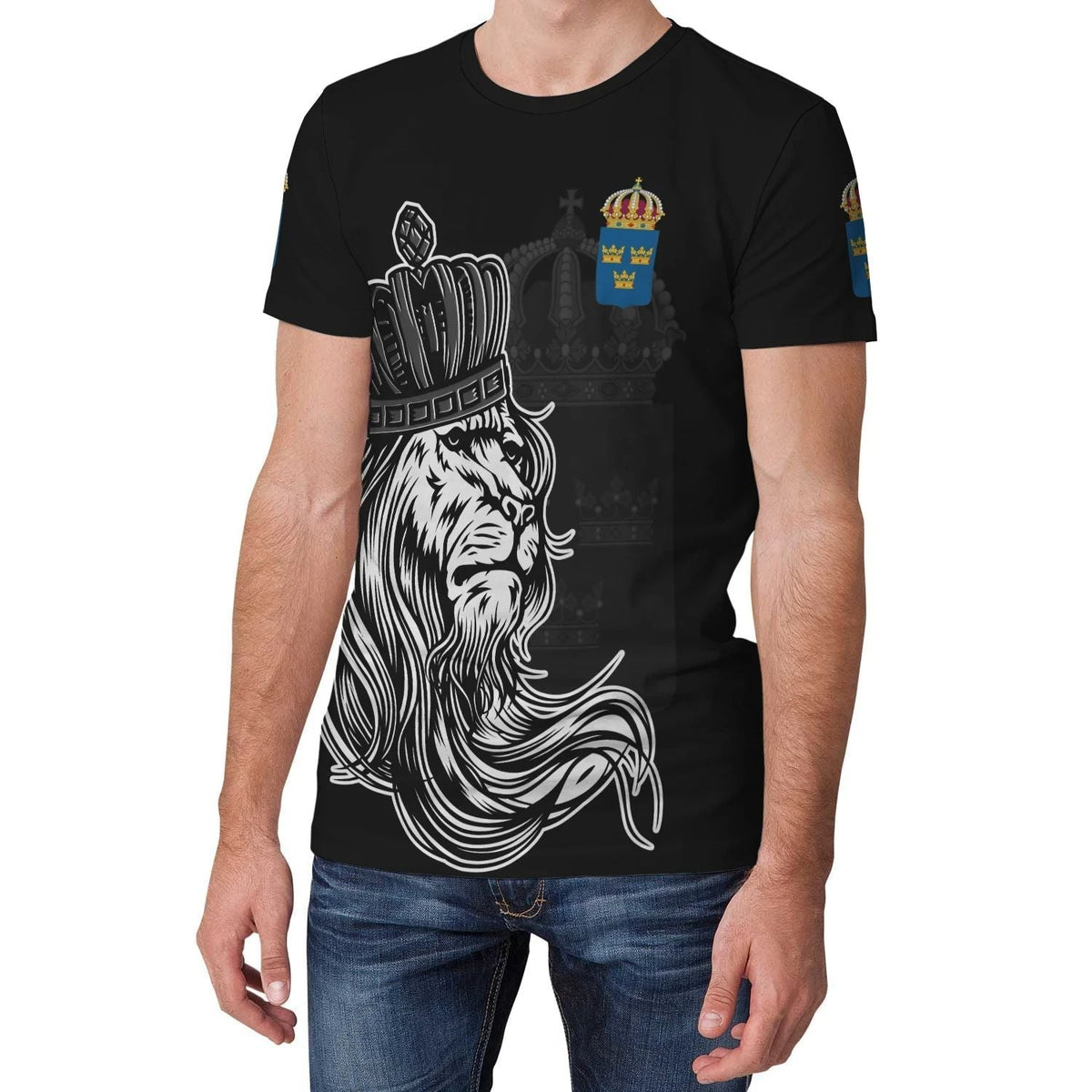 Sweden T Shirt Lion With Crown RLT7 - Wonder Print Shop