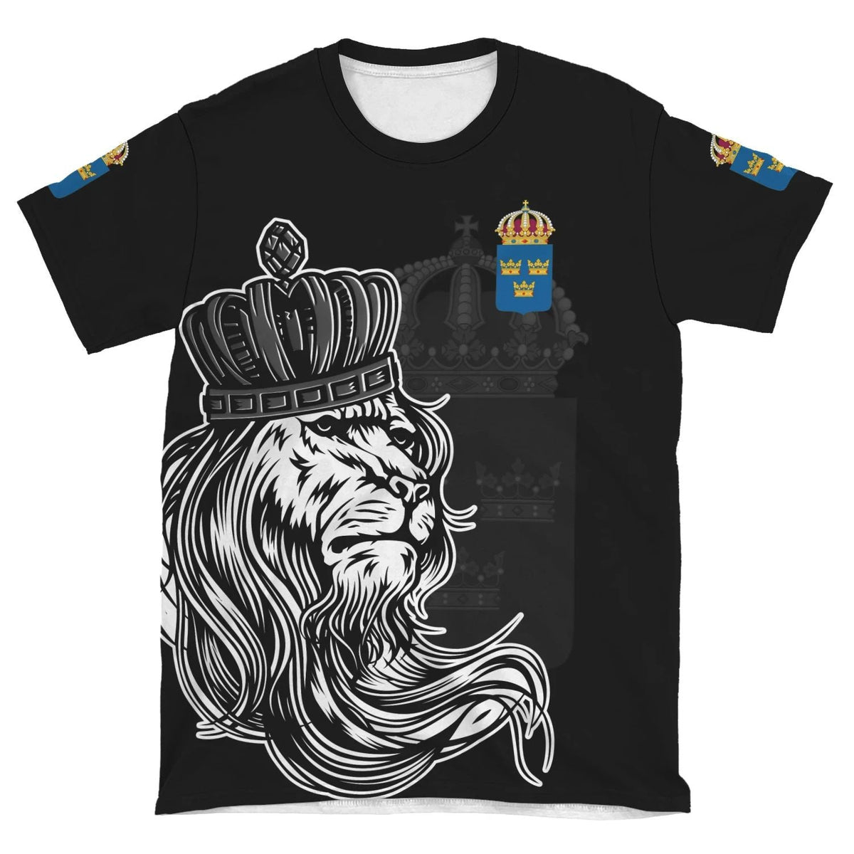 Sweden T Shirt Lion With Crown RLT7 - Wonder Print Shop