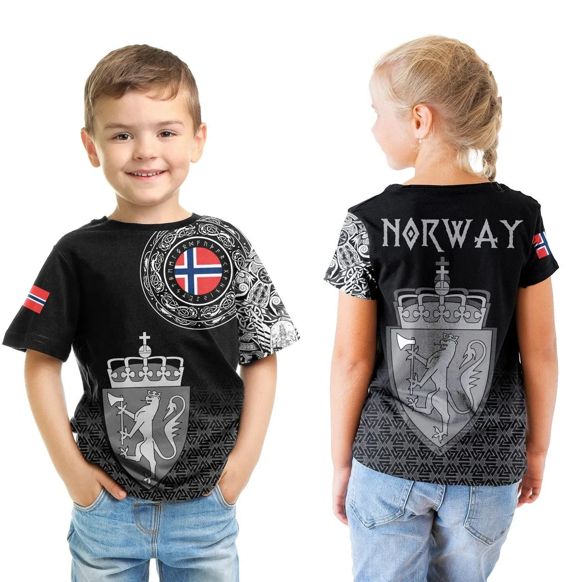 Viking T Shirt Kid Norway Coat Of Arms RLT7 - Wonder Print Shop
