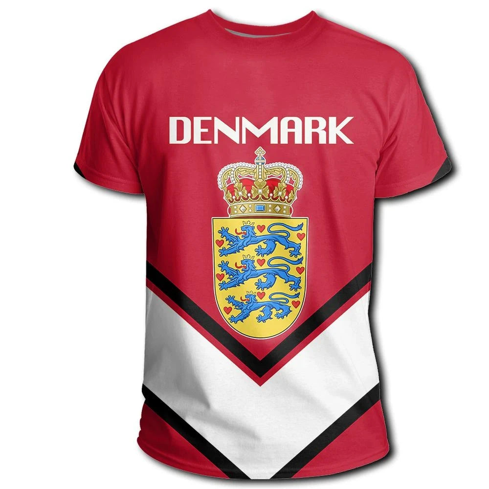 Denmark Coat Of Arms T Shirt Lucian Style RLT13 - Wonder Print Shop
