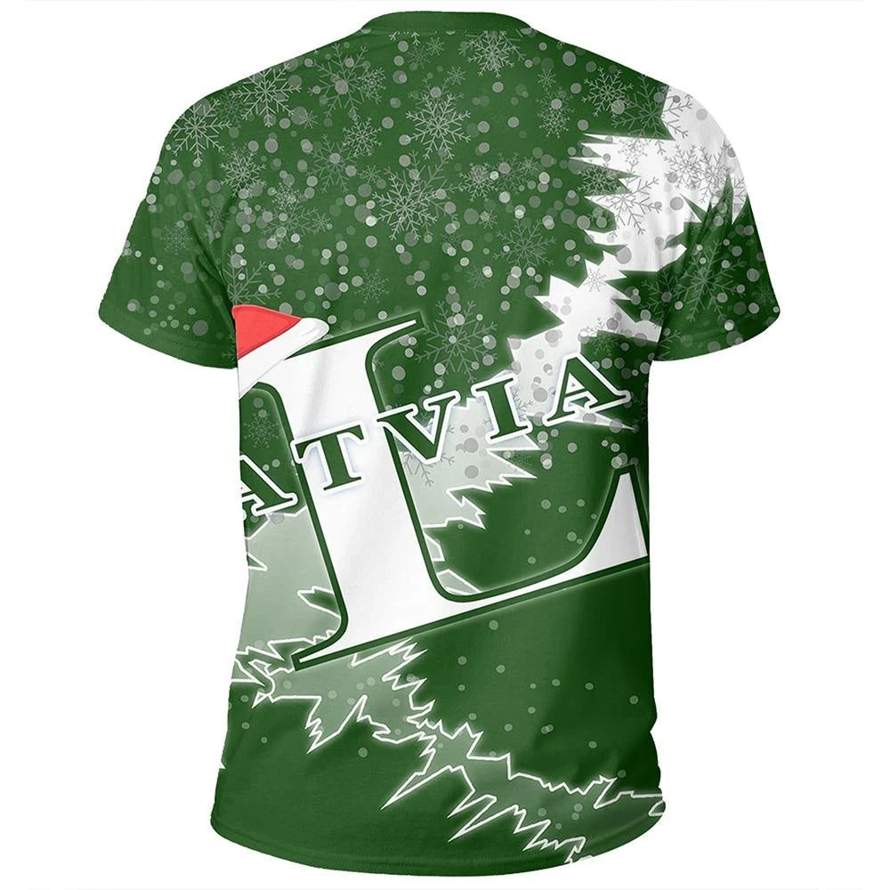 Latvia Christmas Coat Of Arms T Shirt X Style8 RLT6 - Wonder Print Shop