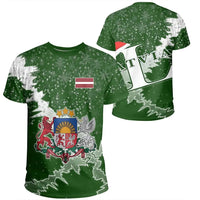 Latvia Christmas Coat Of Arms T Shirt X Style8 RLT6 - Wonder Print Shop