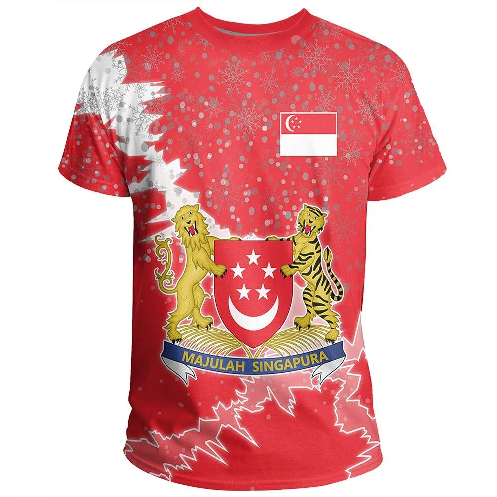 Singapore Christmas Coat Of Arms T Shirt X Style RLT13 - Wonder Print Shop