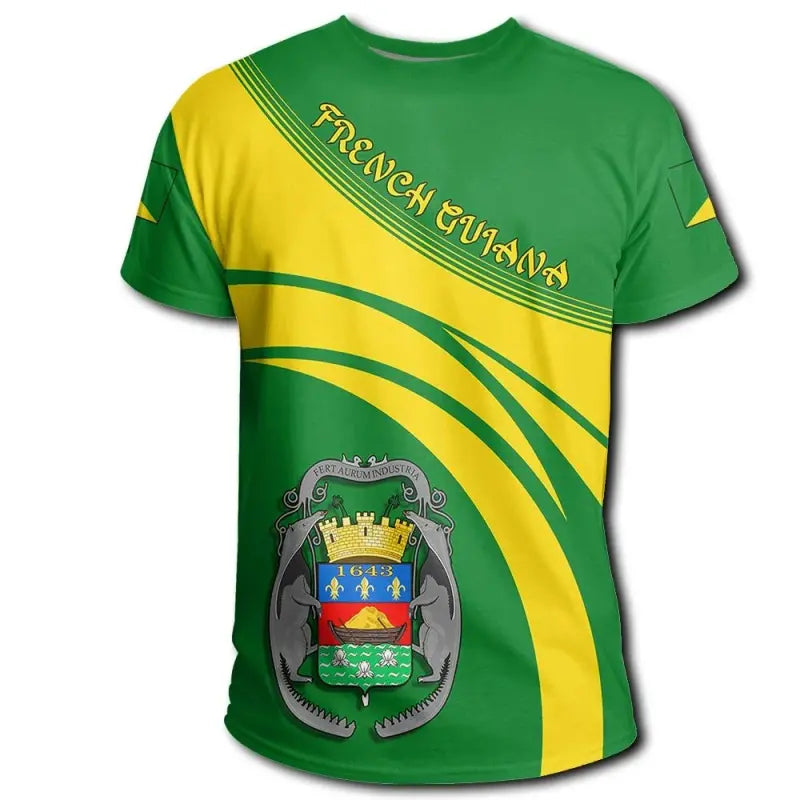 French Guiana Coat Of Arms T Shirt Cricket Style RLT8 - Wonder Print Shop