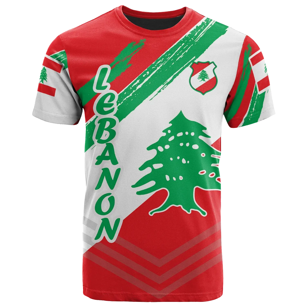 Lebanon Personalised T Shirt Lebanon Flag Polygon Style24 RLT6 - Wonder Print Shop