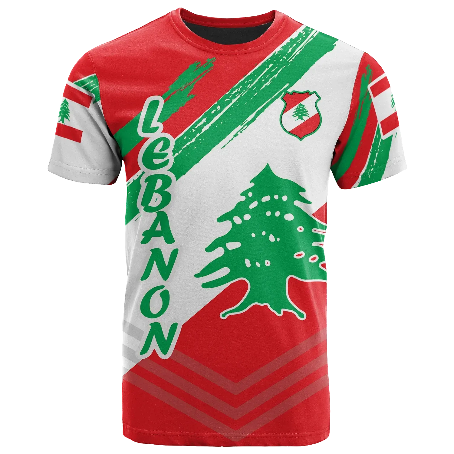 Lebanon Personalised T Shirt Lebanon Flag Polygon Style24 RLT6 - Wonder Print Shop