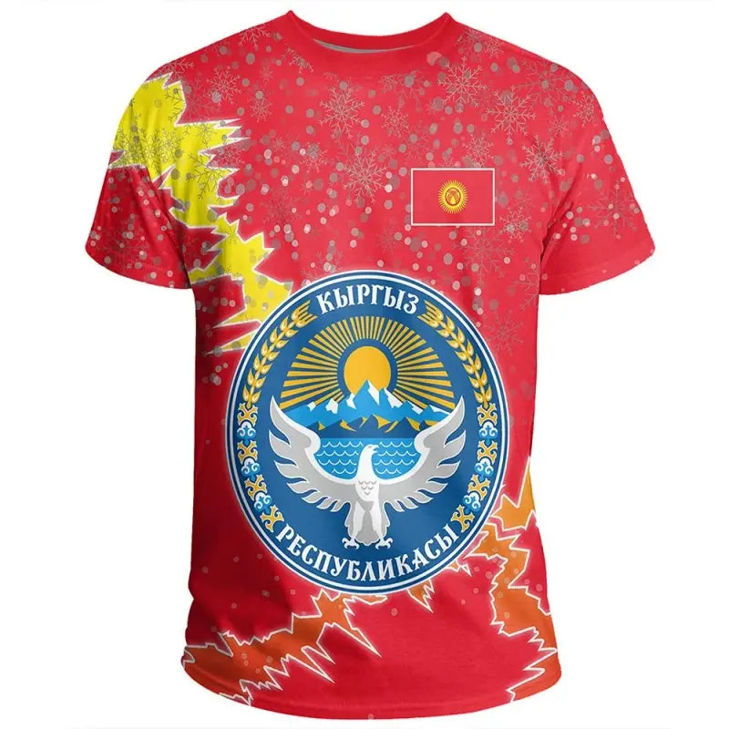 Kyrgyzstan Christmas Coat Of Arms T Shirt X Style RLT8 - Wonder Print Shop