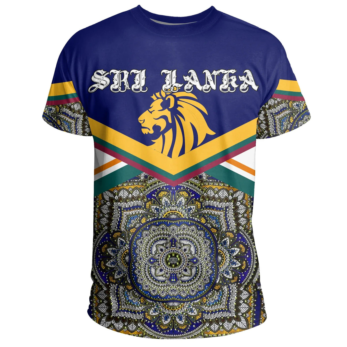 Sri Lanka Lion Mandala T Shirt RLT7 - Wonder Print Shop