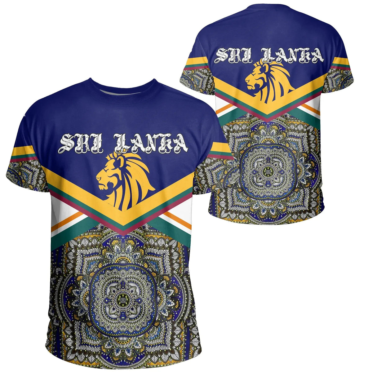 Sri Lanka Lion Mandala T Shirt RLT7 - Wonder Print Shop