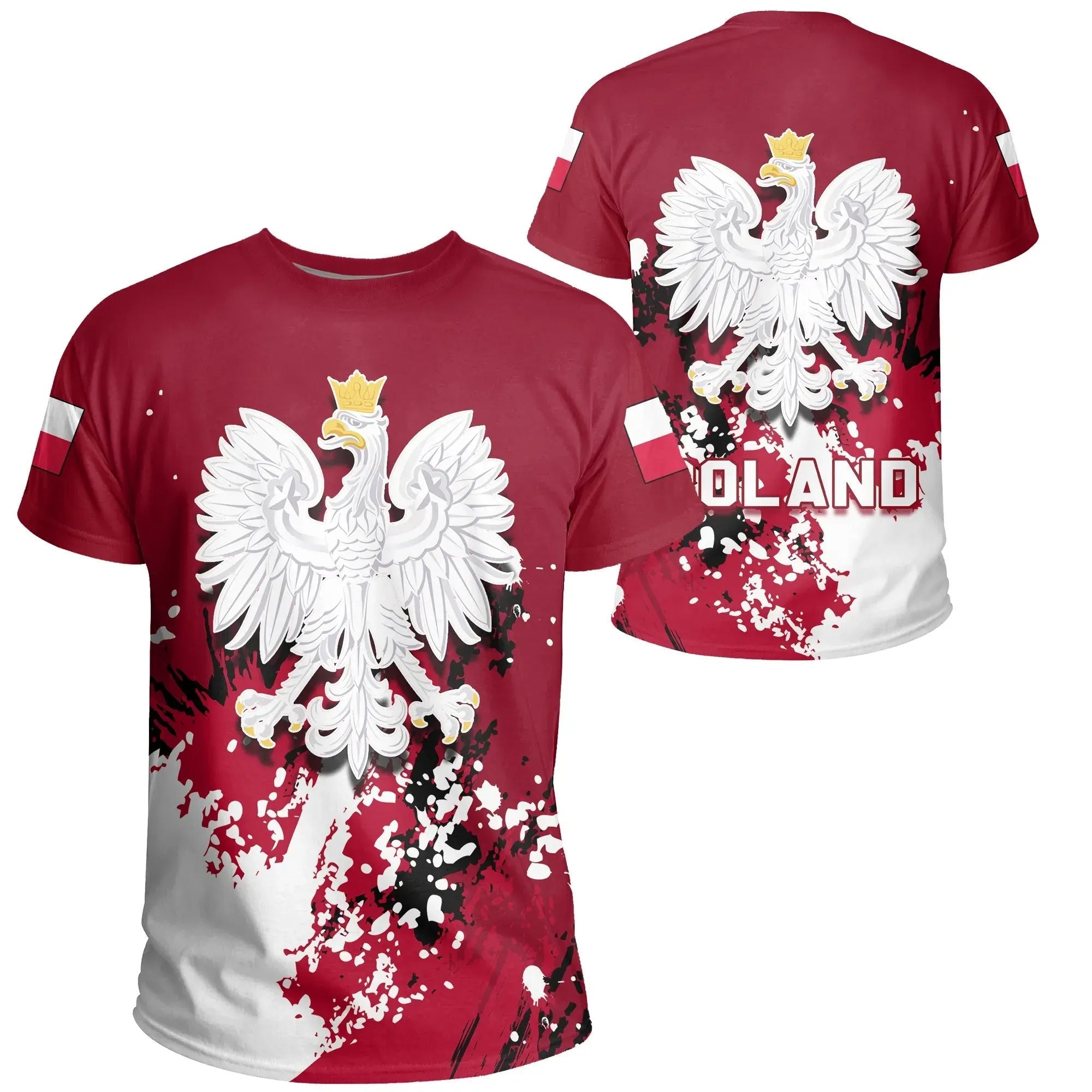 Poland T Shirt Coat Of Arms Spaint Style RLT7 - Wonder Print Shop