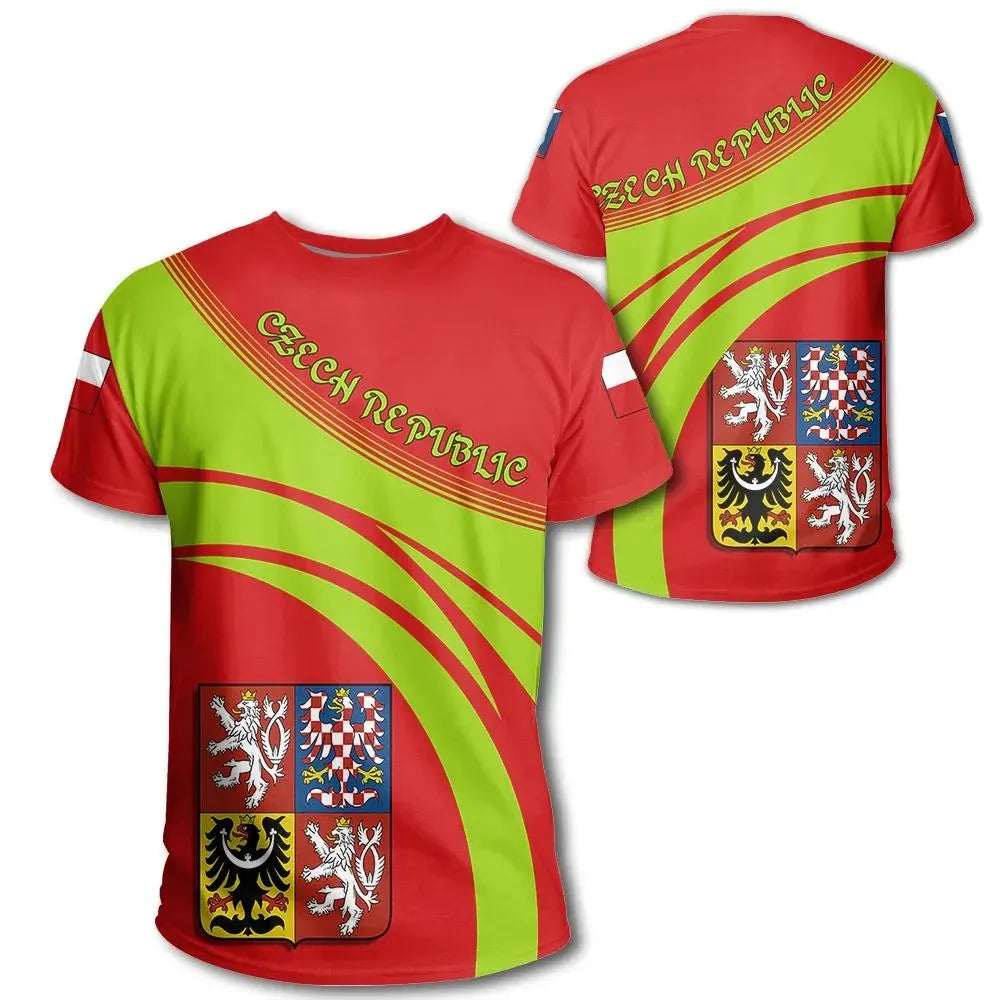 Czech Republic Coat Of Arms T Shirt Cricket Style RLT13 - Wonder Print Shop