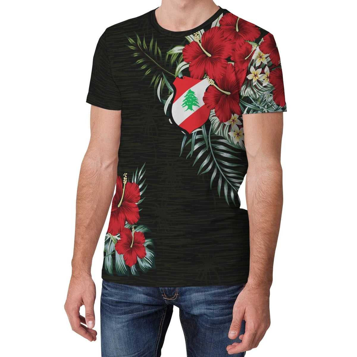 Lebanon T Shirt Hibiscus RLT6 - Wonder Print Shop