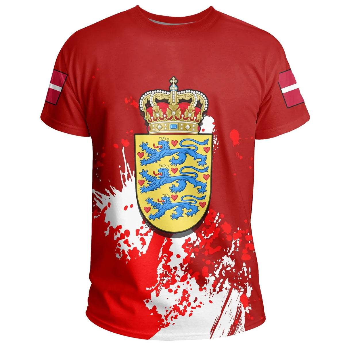 Denmark Coat Of Arms T Shirt Spaint Style RLT13 - Wonder Print Shop