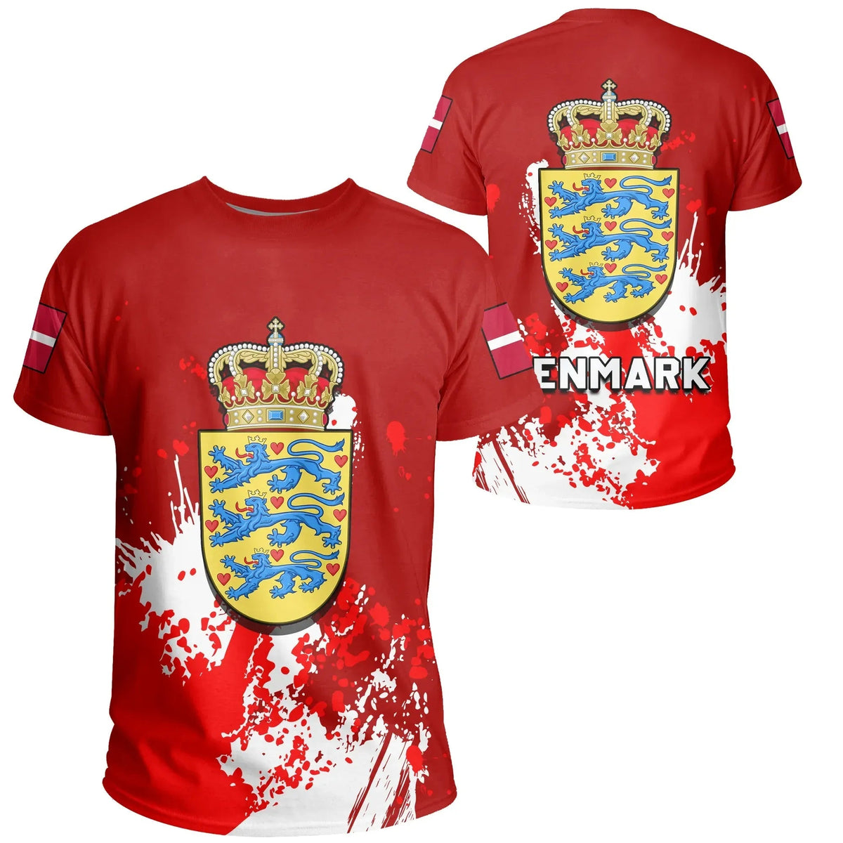 Denmark Coat Of Arms T Shirt Spaint Style RLT13 - Wonder Print Shop
