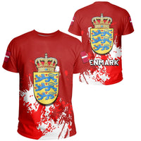 Denmark Coat Of Arms T Shirt Spaint Style RLT13 - Wonder Print Shop