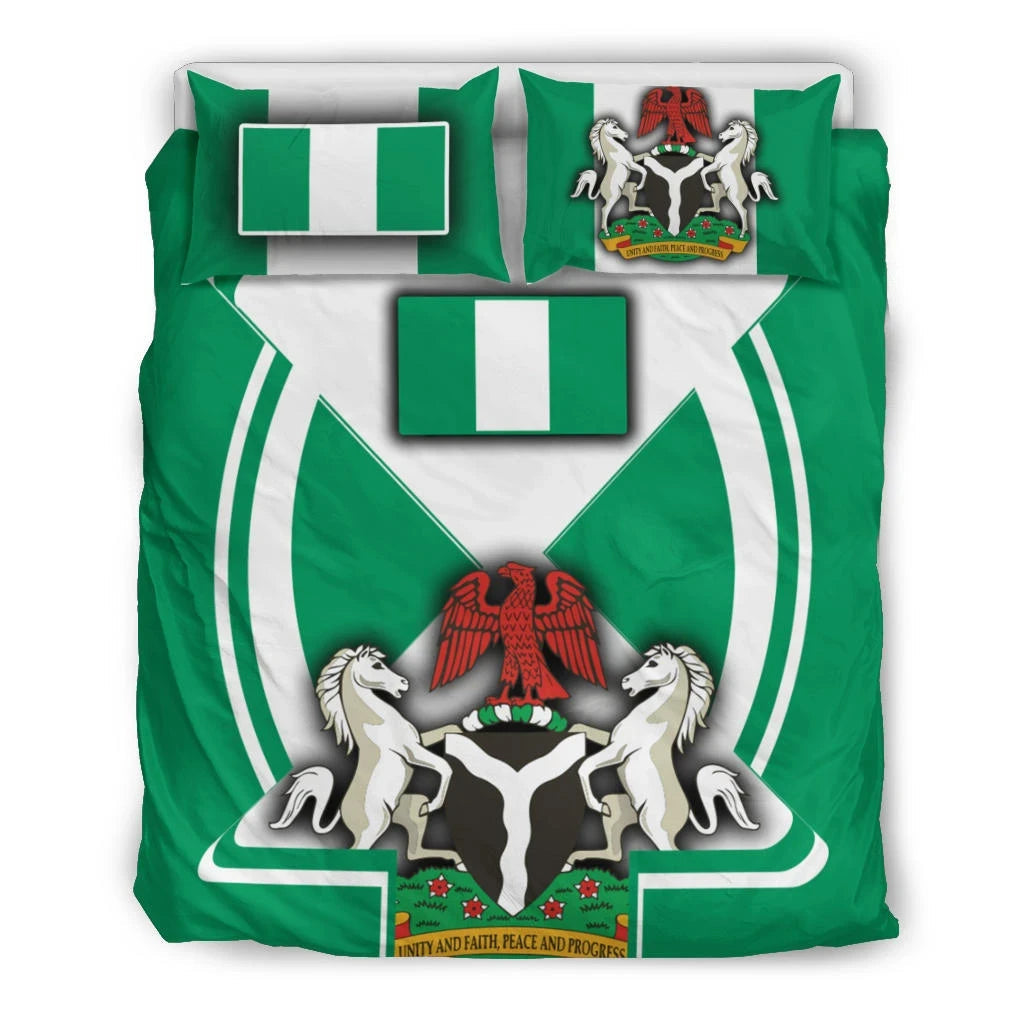 Nigeria Bedding Set Nigerian Flag and Coat Of Arms Boa Me Na Me Mmoa Wo RLT8 - Wonder Print Shop